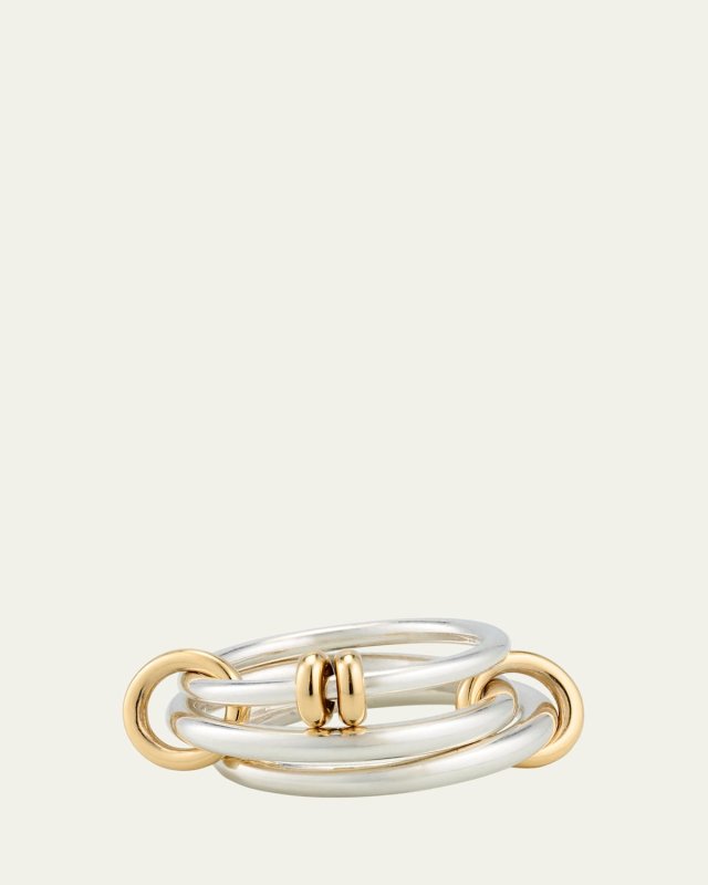 Raneth SG Three Link Ring in Sterling Silver with 18K Yellow Gold Accents